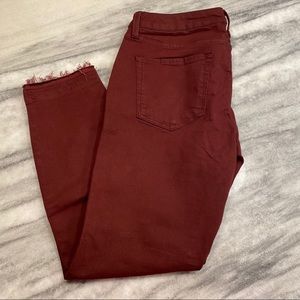 a.n.a. Burgundy Mid-Rise Skinny Ankle Pants Jeans